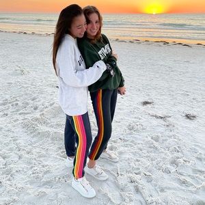 Aviator Nation Navy Blue with Neon 5 Stripe Women’s Sweatpants